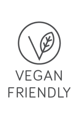 An icon displaying a 'V' with one side becoming a leaf, labeled: VEGAN FRIENDLY to indicate that the Superfueled Greens powder is vegan and vegetarian. 